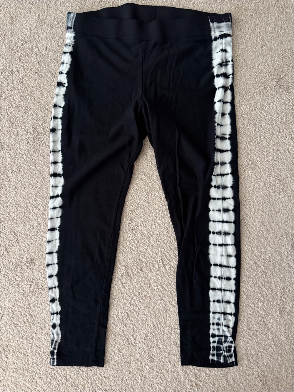 torrid Black Leggings with White Tie-Dye Side Panels
